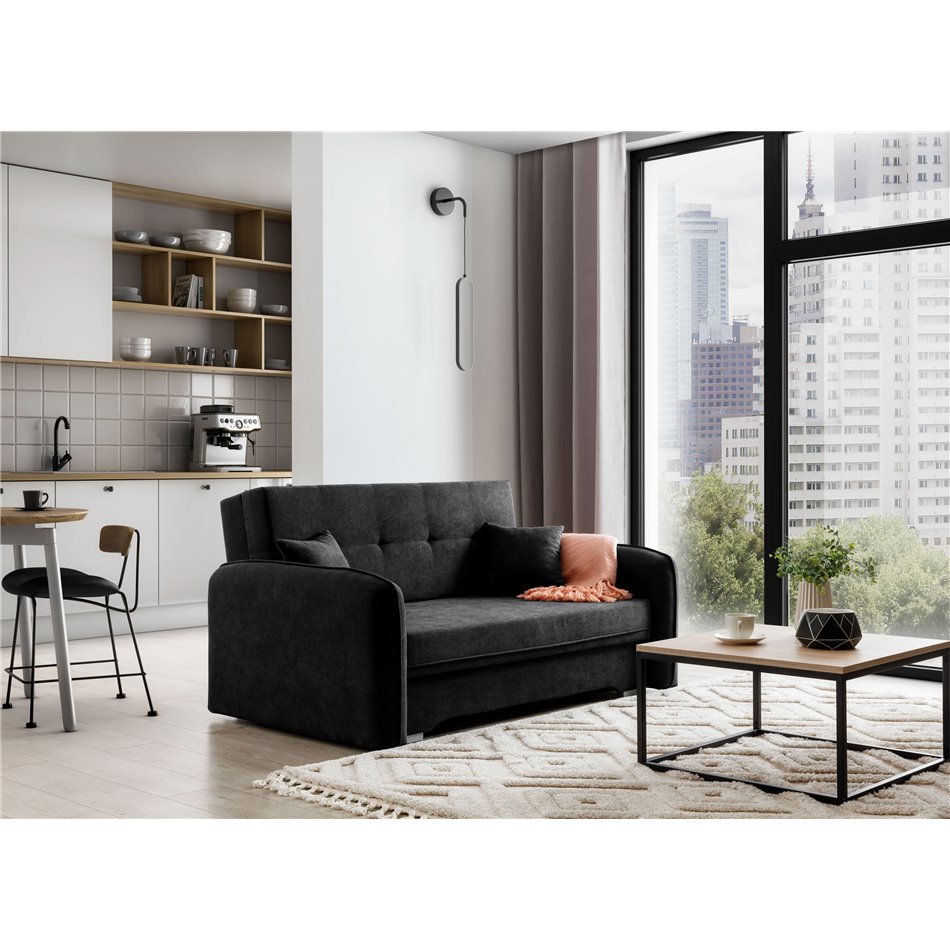 Sofa bed Elaine, Poco 10, black, H75x155x105cm