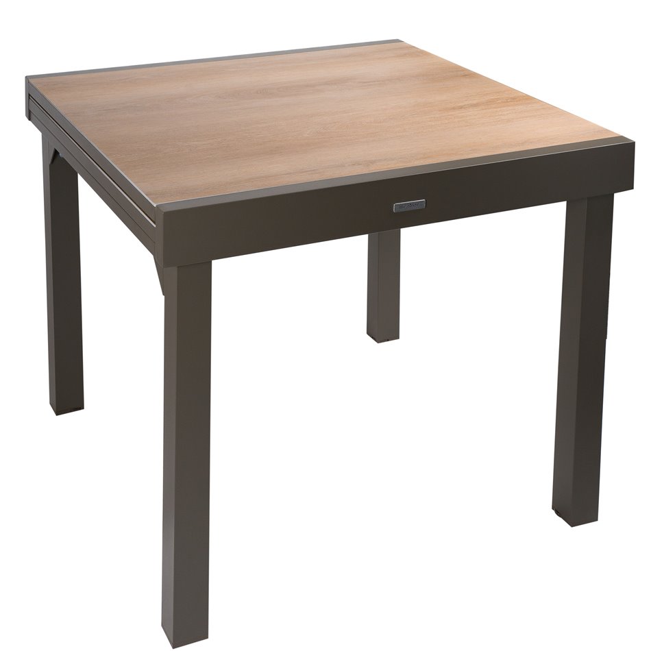 Table Lapiazza ex, houte, aluminium, 90x90xH75.5cm