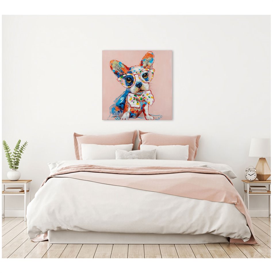 Picture Funny dog with glassess, 70x70cm