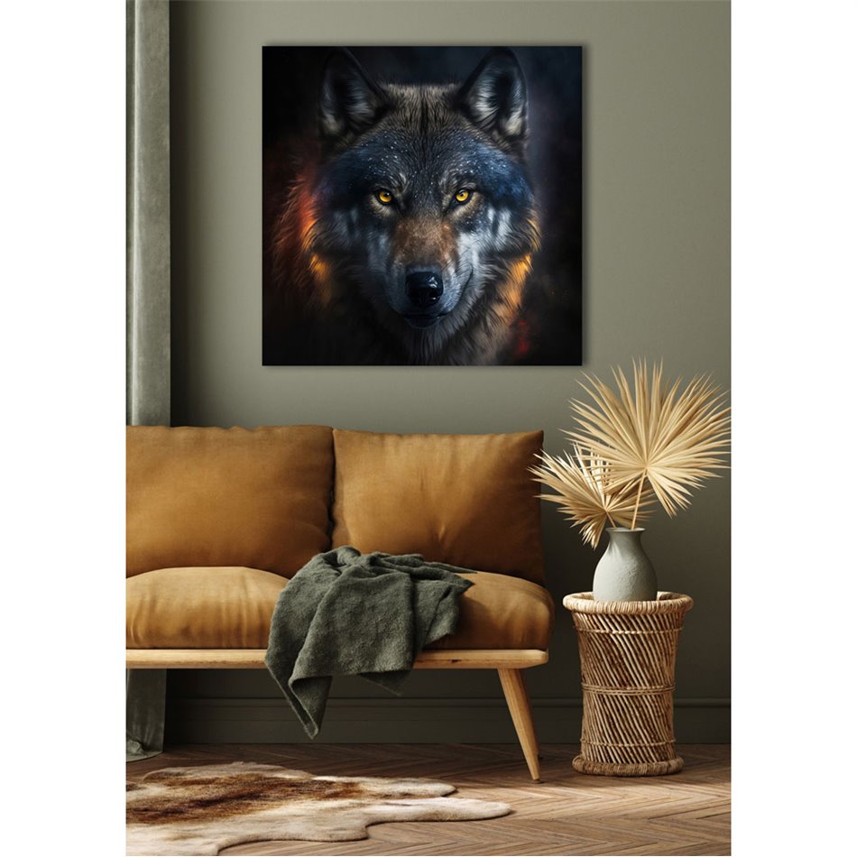 Glass picture Mysterious Wolf, 95x95cm