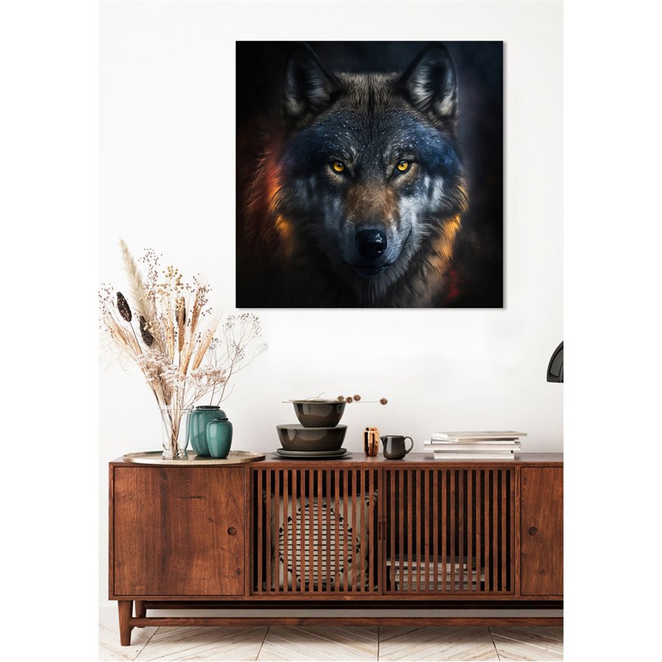 Glass picture Mysterious Wolf, 95x95cm