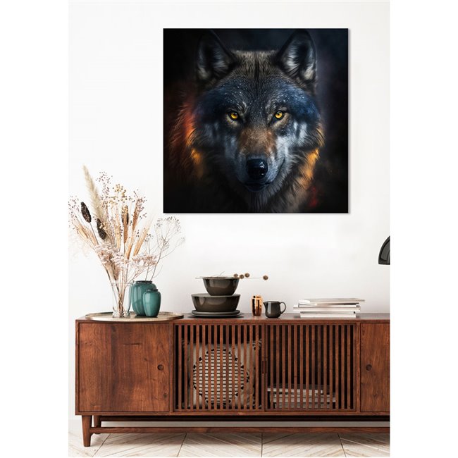Glass picture Mysterious Wolf, 95x95cm