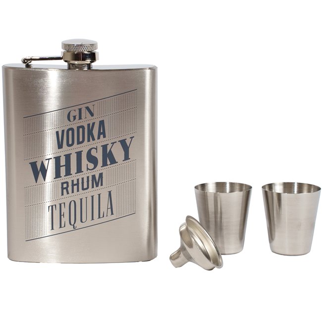 Flask A Whisky with 2 shooter, 200ml, H13.5x9.5x2.5c