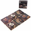 Coaster x6 Jungle Animal Head, 10x10cm