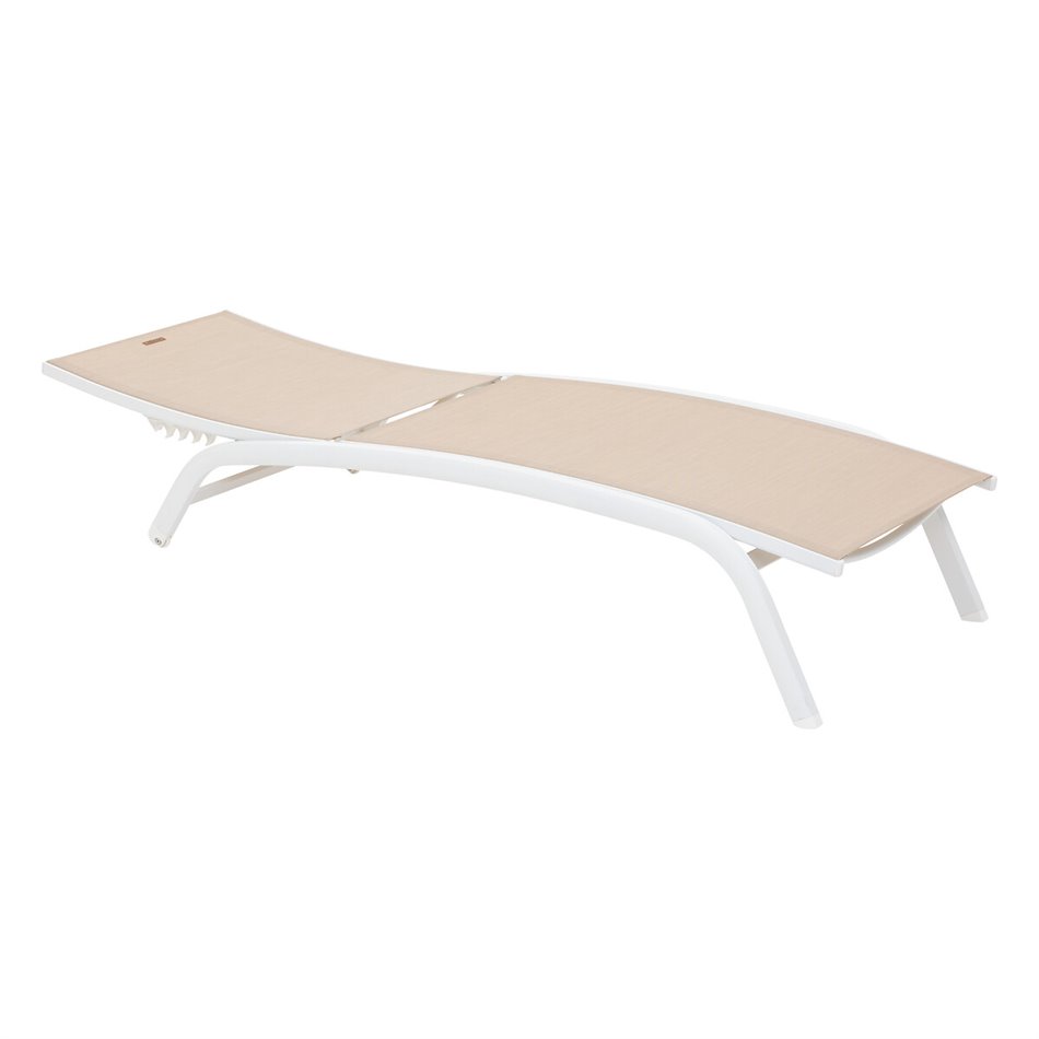 Sun lounger Labonao, beige/white color, aluminium/textilene, H84,5x64x171cm