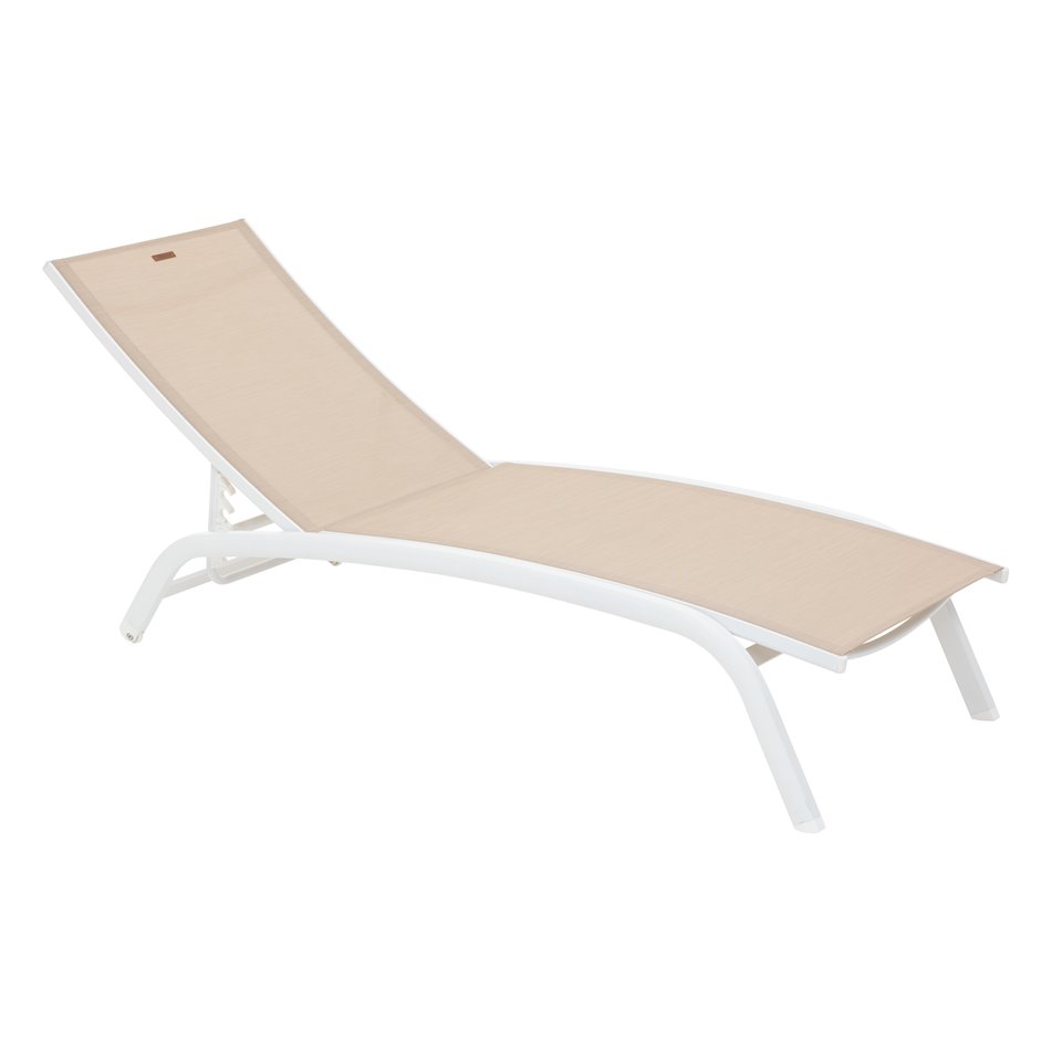 Sun lounger Labonao, beige/white color, aluminium/textilene, H84,5x64x171cm