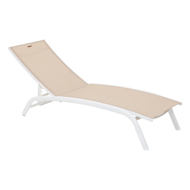 Sun lounger Labonao, beige/white color, aluminium/textilene, H84,5x64x171cm