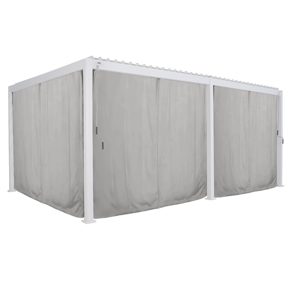 Mosquito net curtains and rails kit for pergola Laevora, white/light grey color, 6x3.6m
