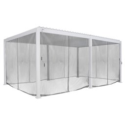 Mosquito net curtains and rails kit for pergola Laevora, white/light grey color, 6x3.6m