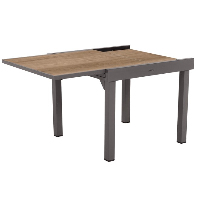 Pikendatav laud Lapiazza, 8-kohaline, pruun värv, alumiinium/plast, H75,5x90x90-180cm