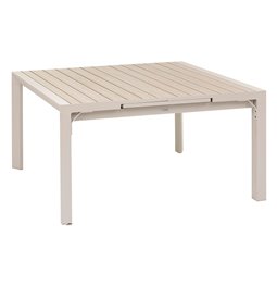 Table Laevasion, 10-seater, extendable, linen/clay color, aluminium, H77x142x142-202cm