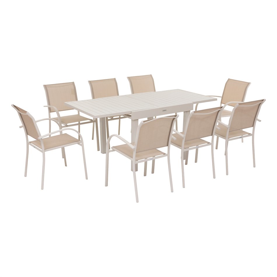 Выдвижной стол Lapiazza, 8-местный, цвета глины, алюминий, H75,5x90x90-180см