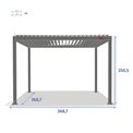 Pergola Laevora 3.6 x 3.6m, graphite/grey color, electrically adjustable roof , aluminum, H250x369x369cm