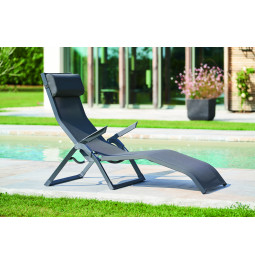 Sun lounger Ladecima, folding, anthracite color, H90x64x142cm