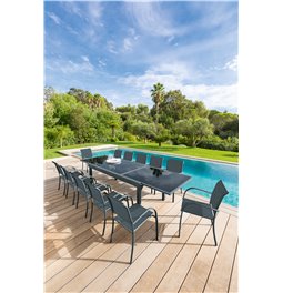 Pikendatav laud Lapiazza, 12-kohaline, hall/grafiidi värv, H75,5x100x200-320cm