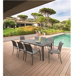 Laud Lapiazza, 8-kohaline, grafiidi/hall värv, alumiinium, H73x100x210cm