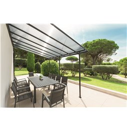 Varikatus Labelize 3x3.6m, grafiidi/hall värv, alumiinium/polükarbonaat, H290x300x400cm