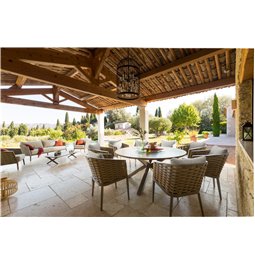 Garden chair Laembruns, praline color, aluminum/polyester, H73.5x63x61cm