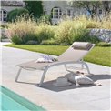Sun lounger Labonao, beige/white color, aluminium/textilene, H84,5x64x171cm