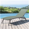 Sun lounger Labonao, olive/graphite color, aluminium/textilene, H84,5x64x171cm