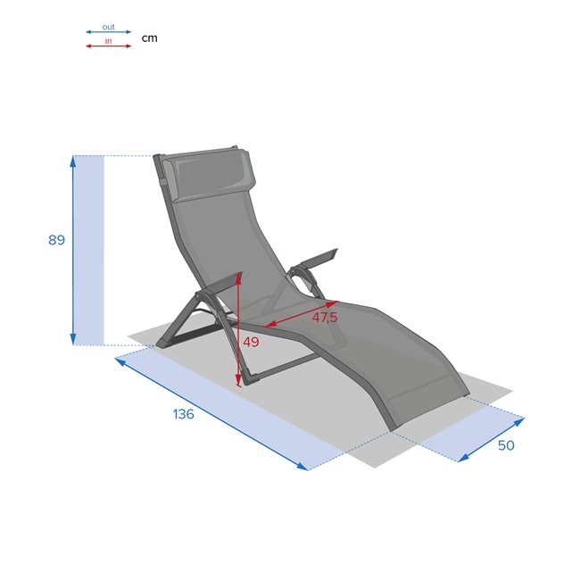Sun lounger Ladecima, folding, hazelnut/praline color, H90x64x142cm