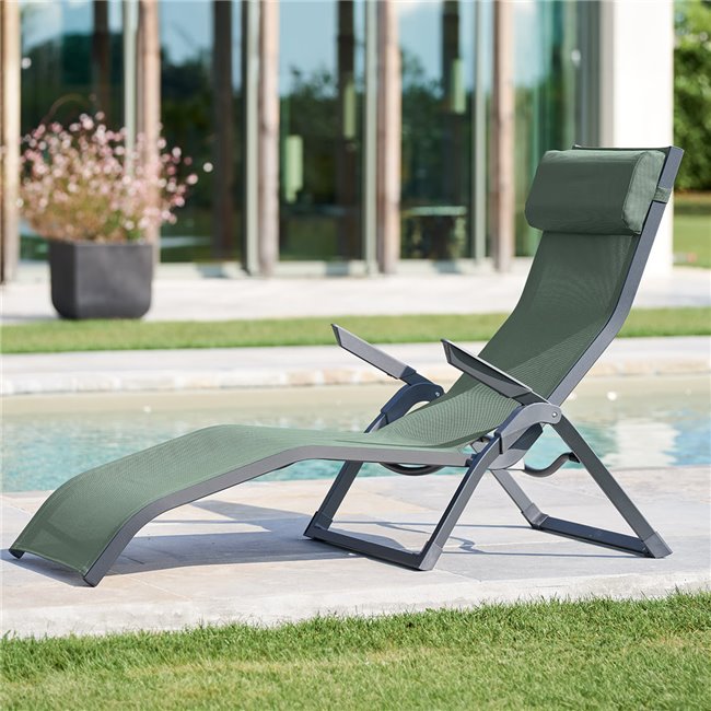 Sun lounger Ladecima, folding, olive color, H90x64x142cm