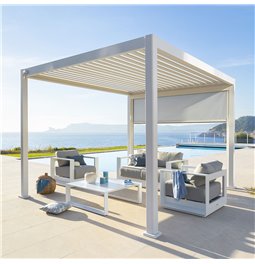 Varikatus/pergola Laevora 3.6 x 3.6m, valge värv, alumiinium, H250x362x362cm