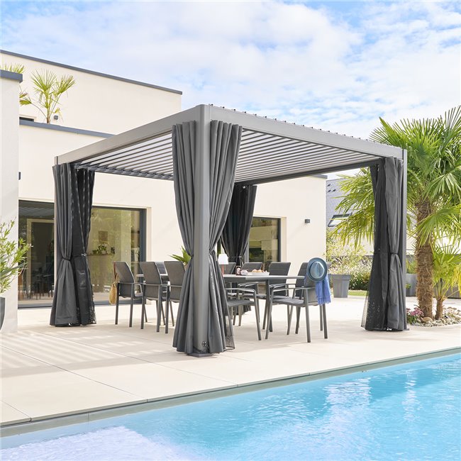 Pergola Laevora 3.6 x 3.6m, graphite/grey color, electrically adjustable roof , aluminum, H250x369x369cm