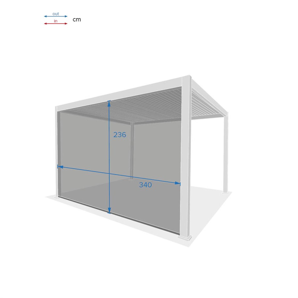 3.6m screen texaline blind for pergola Laevora, 3.6x3.6m and 6x3.6m, grey/white color