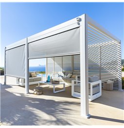 3m screen rulookardinad pergole Laevora, 3.6x3.6m, hall/valge värv