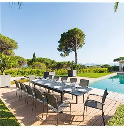 Pikendatav laud Lapiazza, 12-kohaline, hall/grafiidi värv, alumiinium, H75,5x100x200-320cm