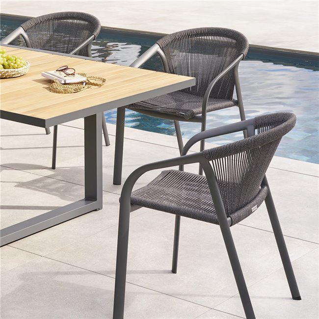 Garden chair Lariumarled graphite/grey color, aluminium/polyester, H80x61.5x56.6cm