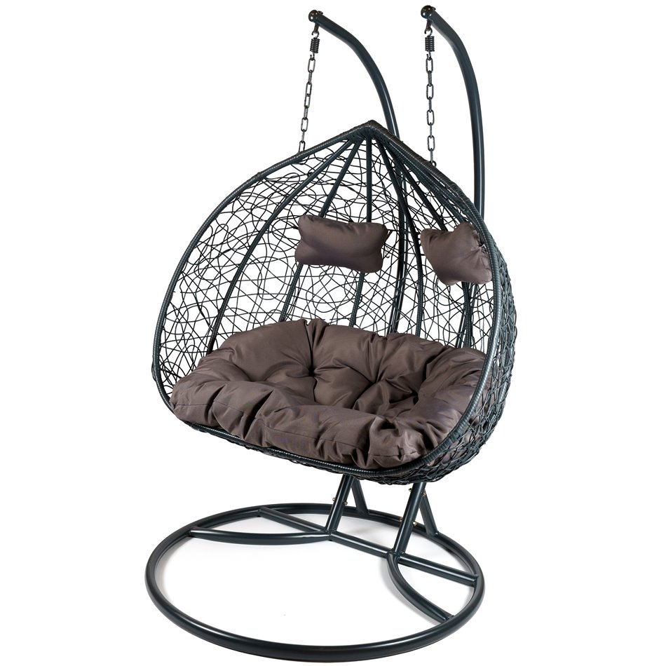 Double hanging chair Couple, brown colour, H200x132x76.5cm