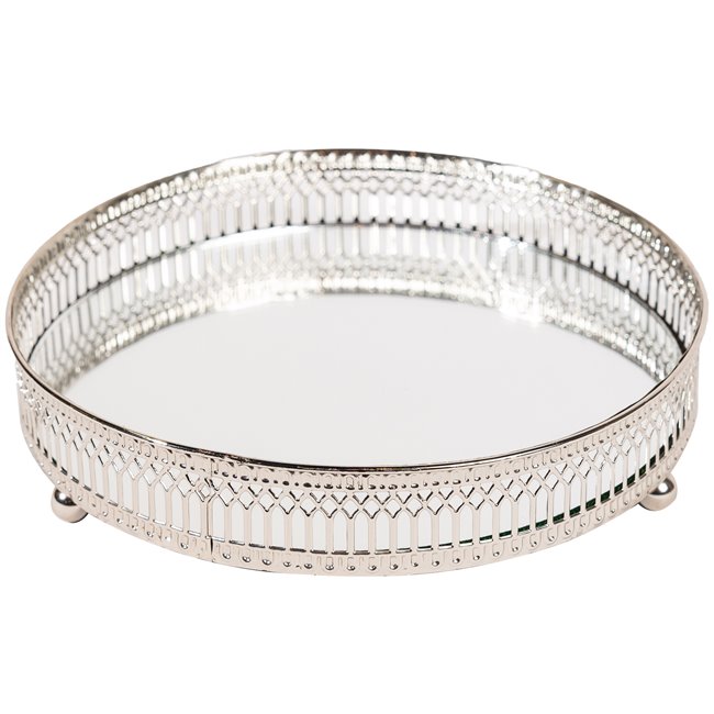 Candle plate with mirror, H4.5 D20cm