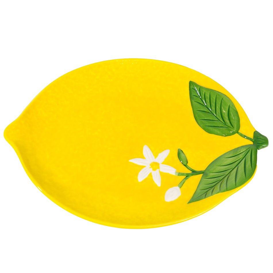 Porcelan serving platter Fleurs et citrons, 25x18.5cm