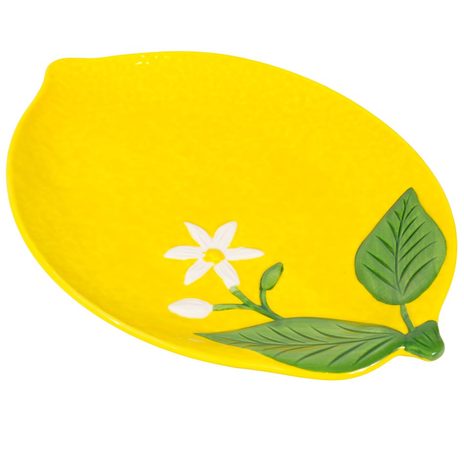 Porcelan serving platter Fleurs et citrons, 25x18.5cm