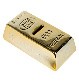 Dekoratiivne Rahakassa Gold Bar, kuld värvi, keraamika, 16.5x8.5x5cm
