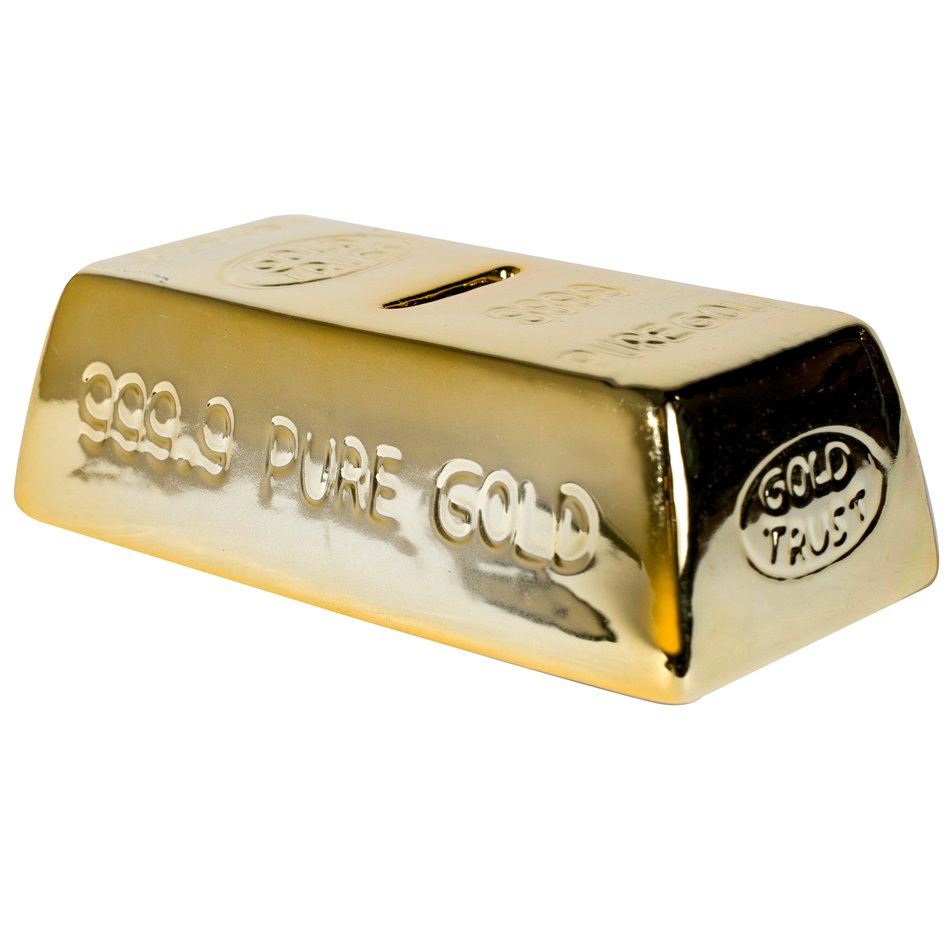 Saving box Gold Bar gold, ceramic, 16.5x8.5x5cm
