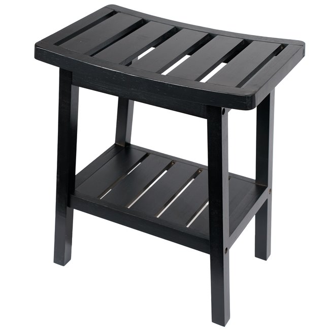 Bamboo bench, black, H46x39,5x25cm