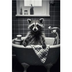 Digitalprint Raccoon Shower, glass, 90x60cm