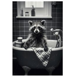 Digitalprint Raccoon Shower, glass, 90x60cm