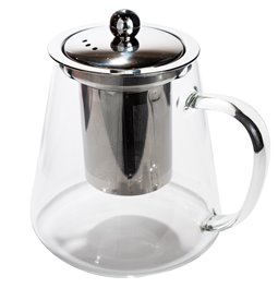 Teapot Bec, glass, steel, 800ml, H14x15.5x11.5cm