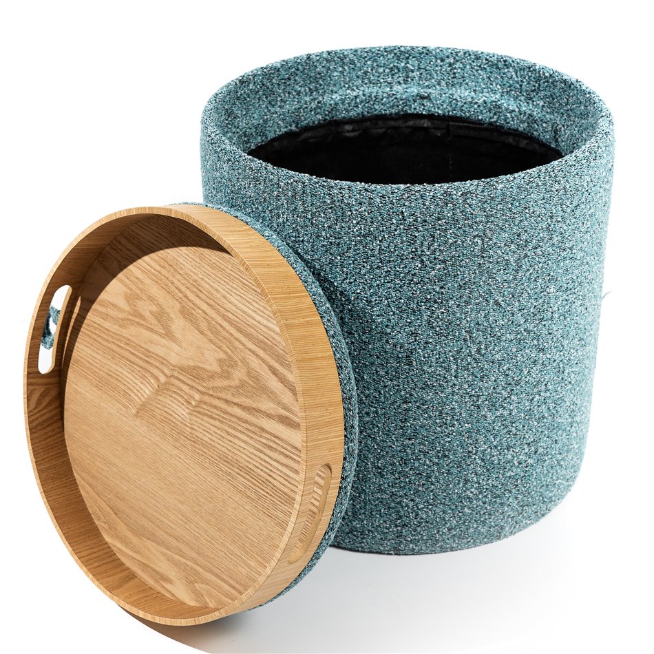 Пуф-столик с ящиком для хранения Viktory M, светло-синий цвет,  D34.5x38cм