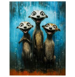 Glass picture Singing Meerkats, 60x80cm