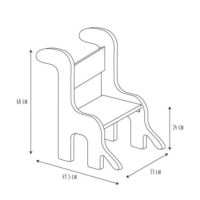 Kids chair Dino, H83x45x54cm, seat height 42cm