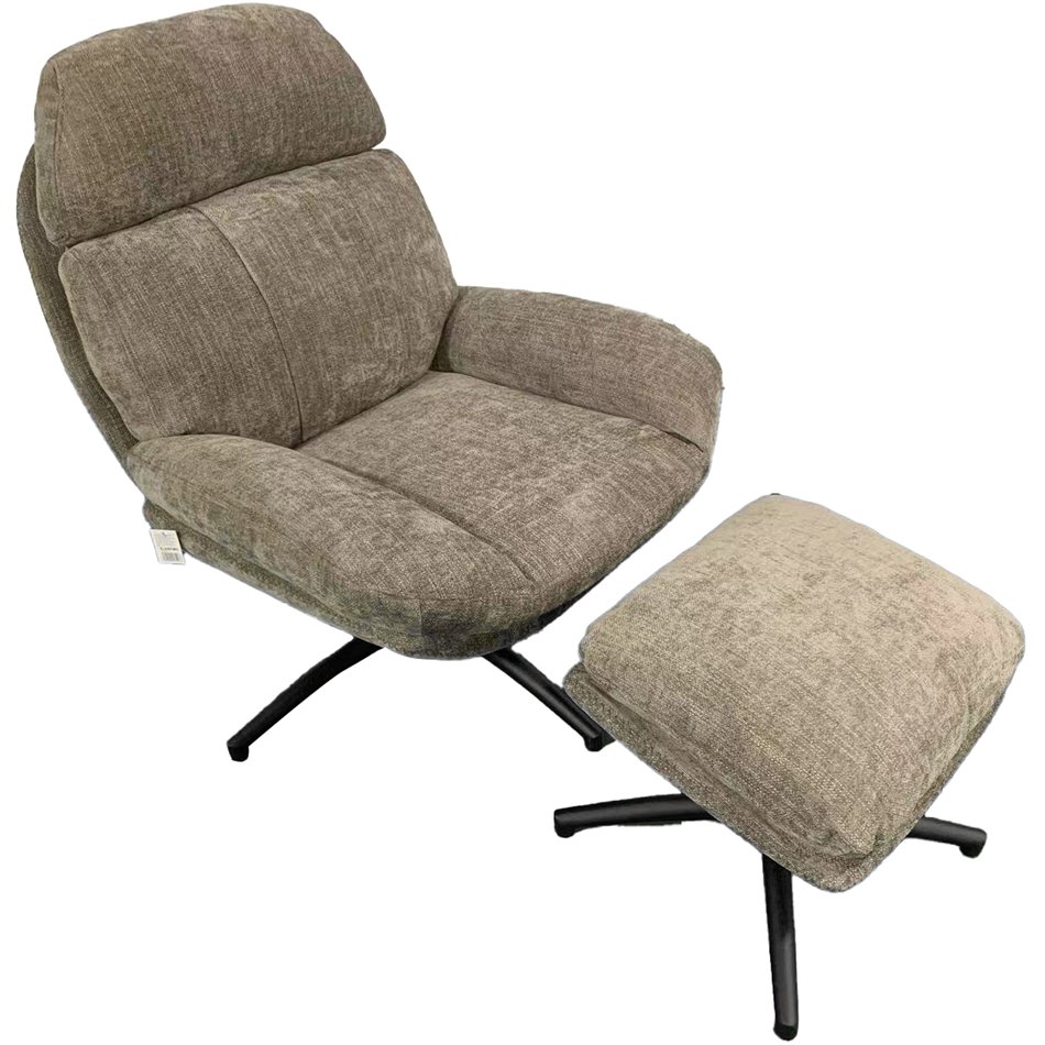 Armchair Vincento w footstool, taupe, 92x79x100cm