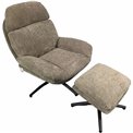 Armchair Vincento w footstool, taupe, 92x79x100cm
