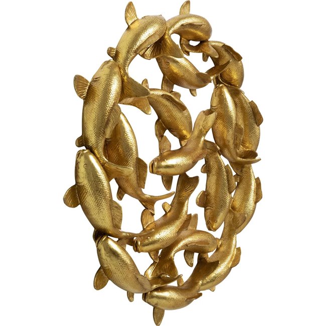 Wall object School of Koi, gold color, D102cm