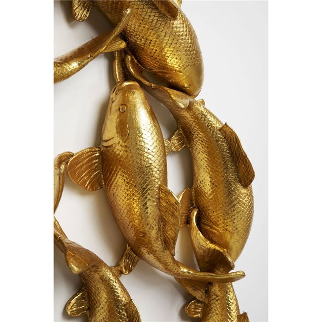 Wall object School of Koi, gold color, D102cm