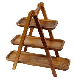 3 Tier Acacia wood serving stand, H39.5x17.2x38.5ccm